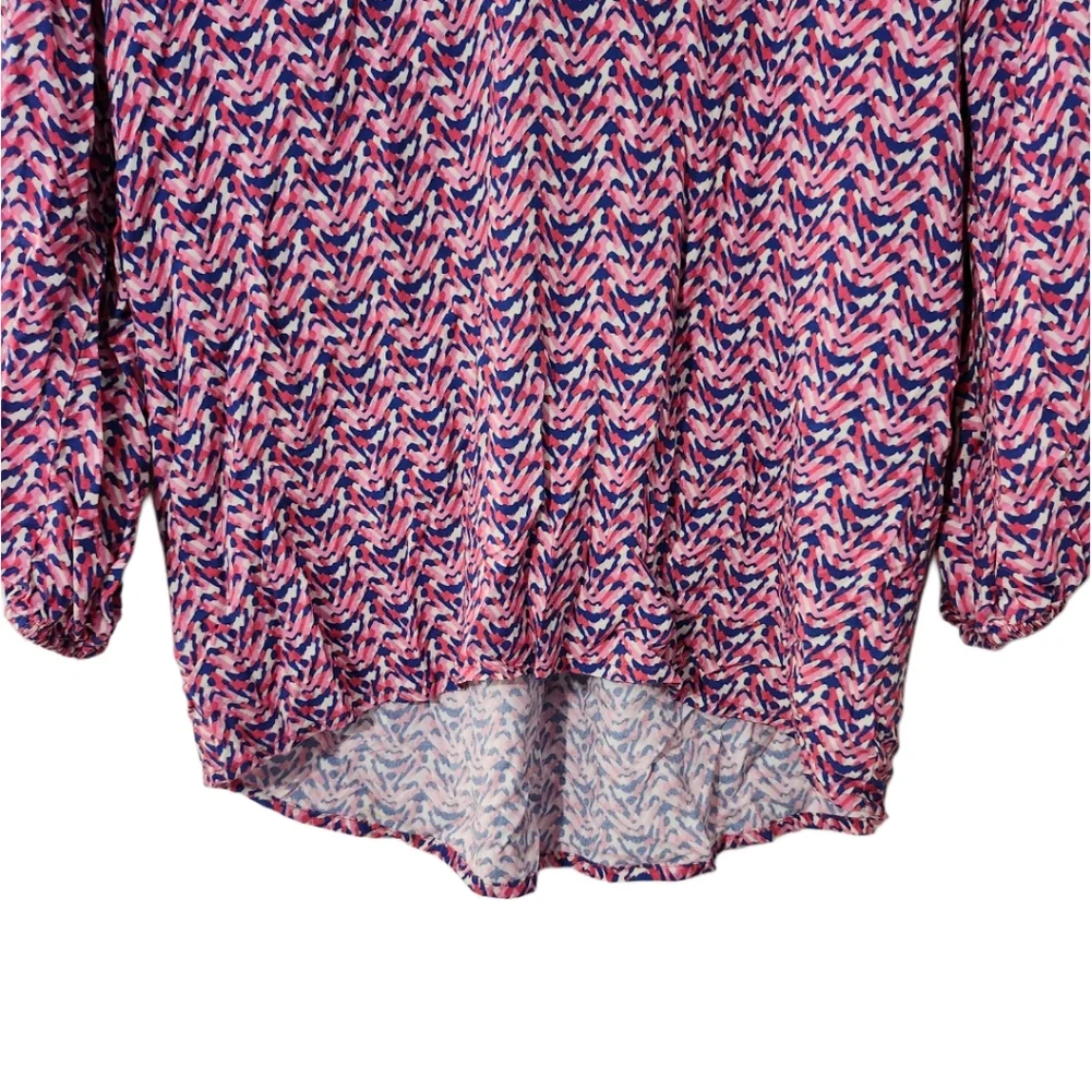 RockPaperFlower Women's Size L Tunic Top Blue & Pink (Multicolor)